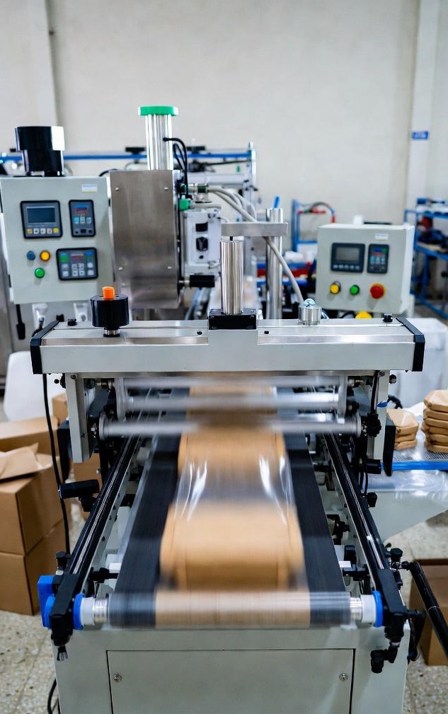 Sealing machine in operation